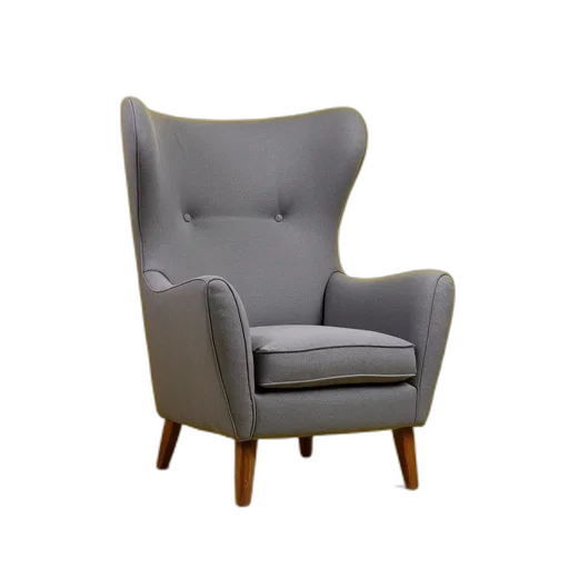 furniture, crown, 3d render, modern, grey, fabric, chair, high transparent PNG cut-out