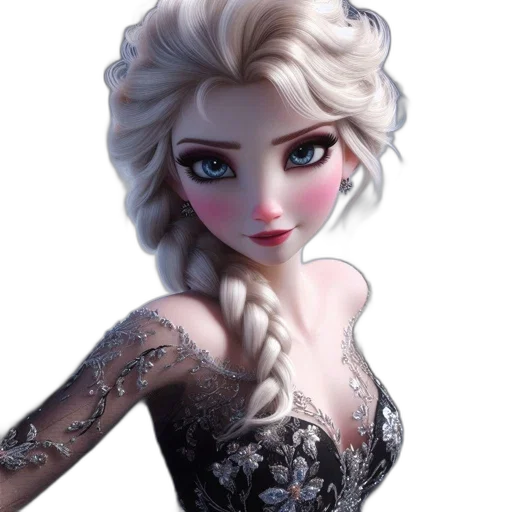 dress, fantasy art, concept art, cartoon, 3d render, snow, female, character transparent PNG cut-out