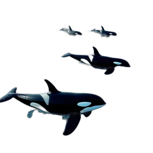 animal, creature, concept art, 3d render, photorealistic, underwater, group, orcas transparent PNG cut-out