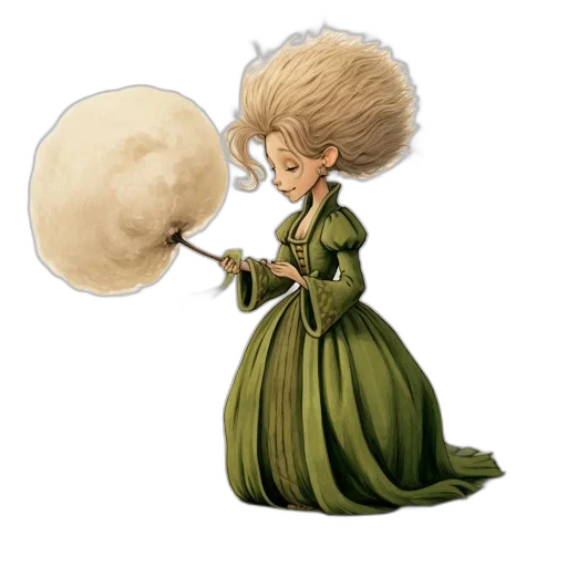 staff, dress, concept art, fantasy art, cartoon, young, woman, vintage transparent PNG cut-out
