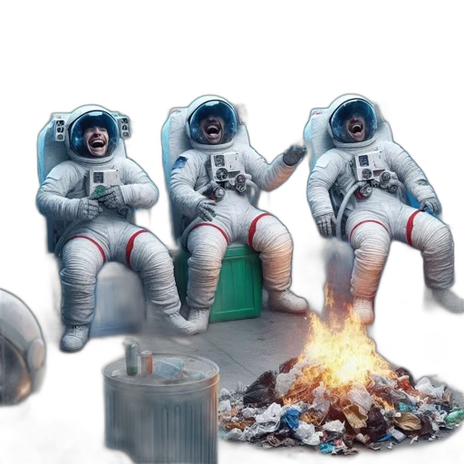 robot, concept art, 3d render, photorealistic, comic book art, outer space, fire, three transparent PNG cut-out
