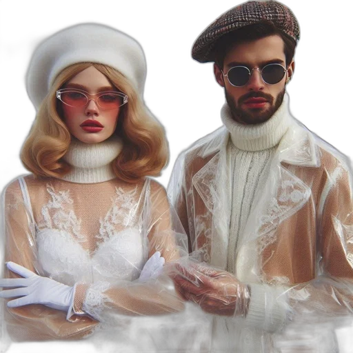 jacket, concept art, photorealistic, watercolor, 3d render, two, individuals, winter transparent PNG cut-out