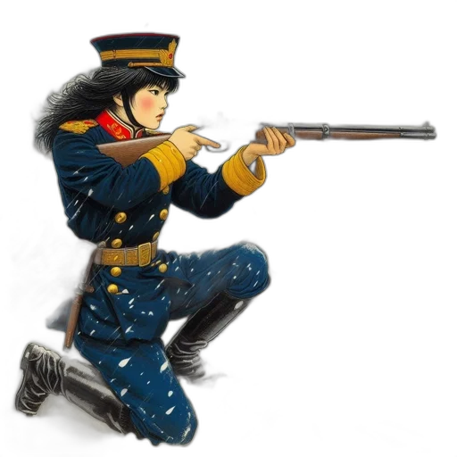 weapon, staff, jacket, concept art, pixel art, cartoon, comic book art, scene transparent PNG cut-out