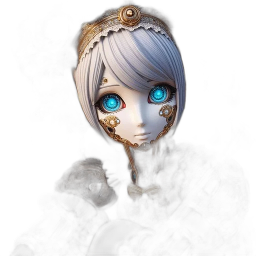 mask, face, staff, robot, fantasy art, concept art, anime, photorealistic transparent PNG cut-out
