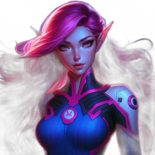 fantasy art, concept art, comic book art, pixel art, neon, colorful, blue, anime-inspired transparent PNG cut-out