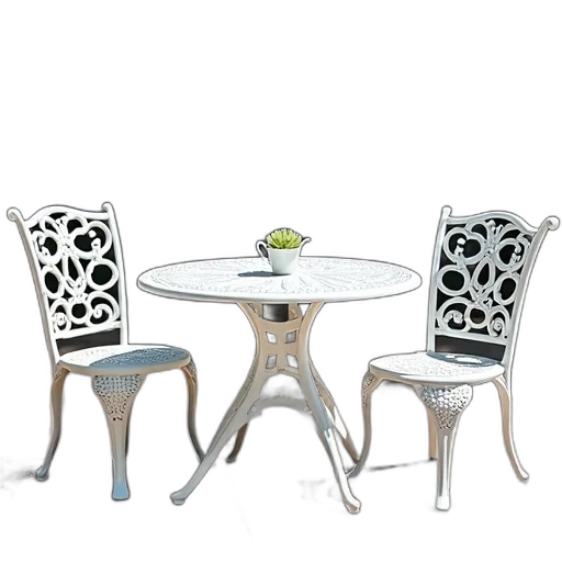 furniture, 3d render, monochrome, earth tones, round, cast, aluminum, patio transparent PNG cut-out