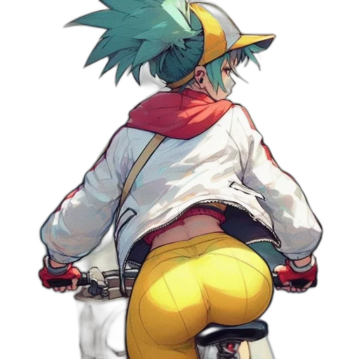 jacket, weapon, staff, robot, cyberpunk, concept art, anime, pixel art transparent PNG cut-out