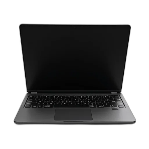 3d render, black, laptop, keyboard, touchpad, isolated, against, white transparent PNG cut-out