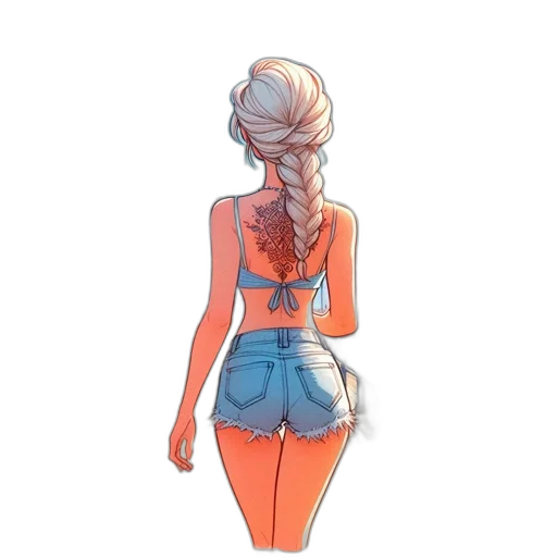 dress, jacket, staff, hair, concept art, watercolor, pixel art, anime transparent PNG cut-out