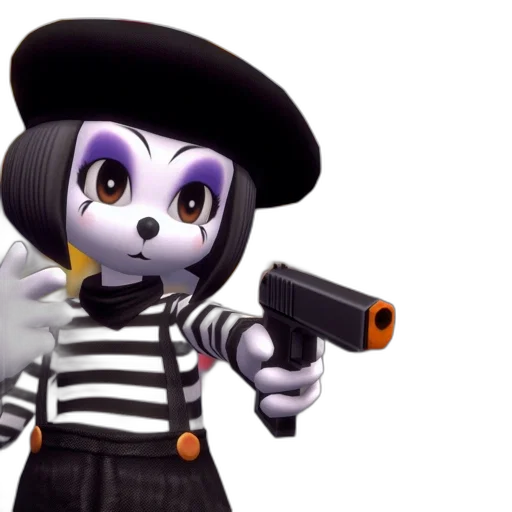 weapon, hat, staff, animal, 3d render, concept art, cartoon, monochrome transparent PNG cut-out