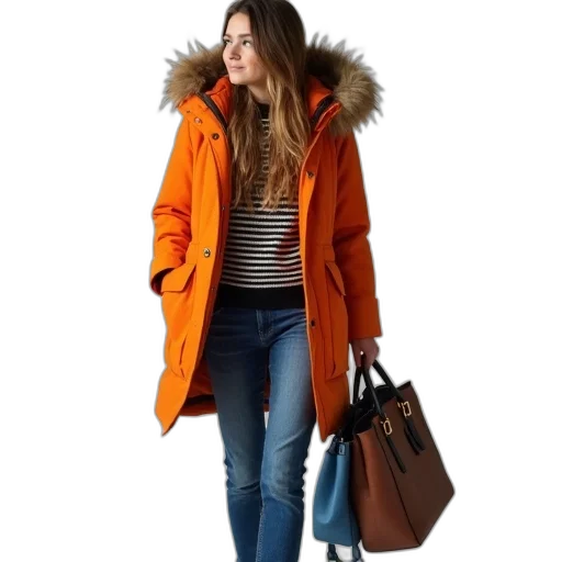jacket, neon, monochrome, colorful, earth tones, person, long, hair transparent PNG cut-out