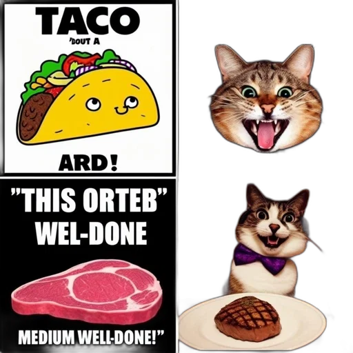 food, hat, comic, playful, joke, compares, taco, cat transparent PNG cut-out