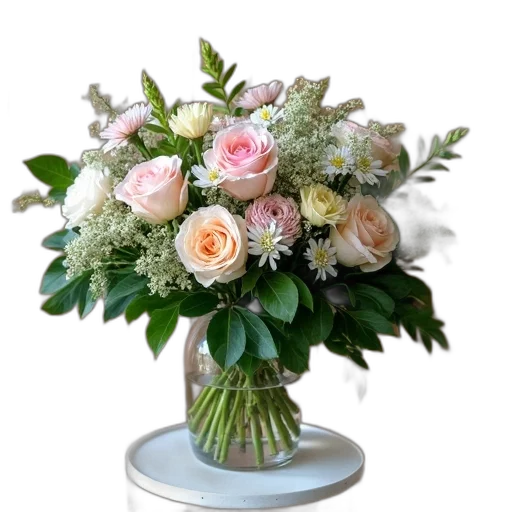 flower, crown, photorealistic, 3d render, pastel, earth tones, bouquet, flowers transparent PNG cut-out
