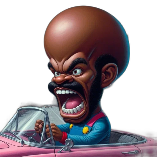 car, face, hair, creature, concept art, cartoon, comic book art, photorealistic transparent PNG cut-out