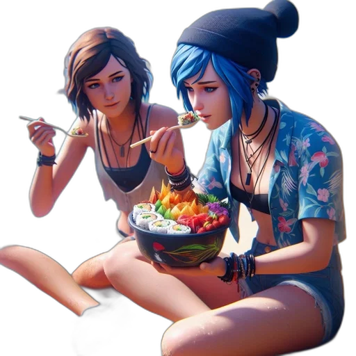 food, concept art, photorealistic, fantasy art, pixel art, neon lights, fire, blue transparent PNG cut-out