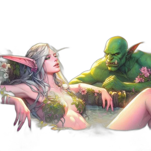 fantasy art, concept art, comic book art, watercolor, underwater, fire, forest, beach transparent PNG cut-out