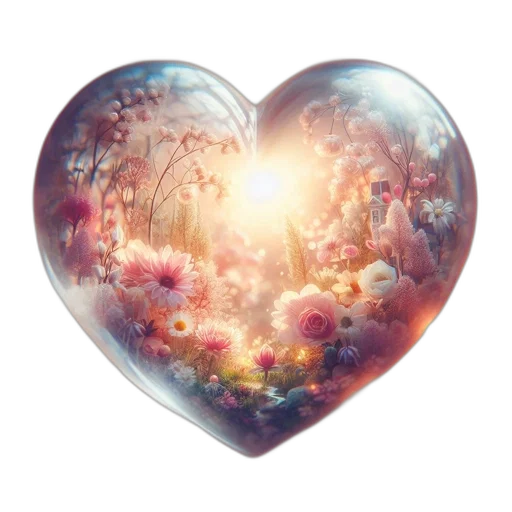 jewelry, fantasy art, photorealistic, concept art, heart-shaped, sphere, vibrant, miniature transparent PNG cut-out