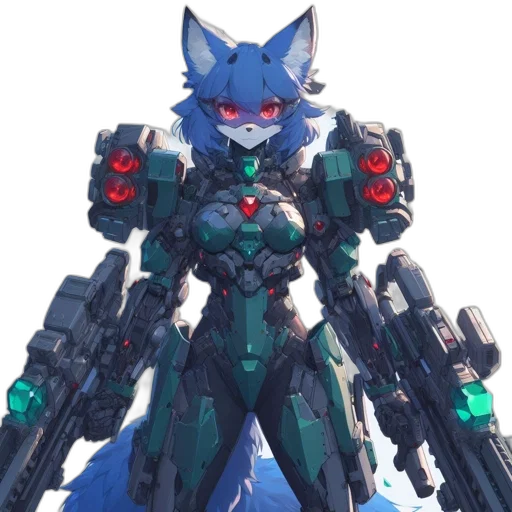 weapon, robot, animal, concept art, pixel art, cyberpunk, 3d render, blue transparent PNG cut-out