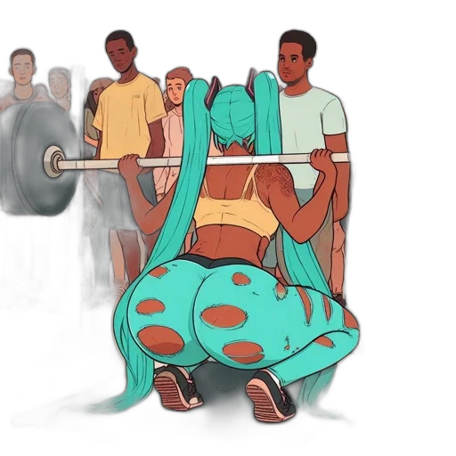 concept art, gym, environment, woman, performs, squat, barbell, while transparent PNG cut-out