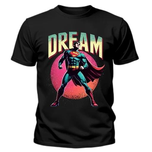 comic book art, black, t-shirt, colorful, graphic, design, featuring, stylized transparent PNG cut-out