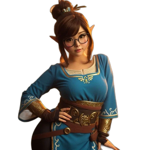 staff, dress, crown, concept art, fantasy art, 3d render, photorealistic, character transparent PNG cut-out