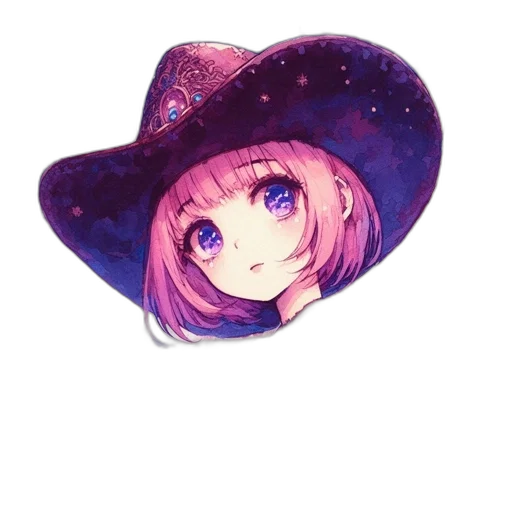 hat, staff, crown, face, anime, pixel art, watercolor, fantasy art transparent PNG cut-out