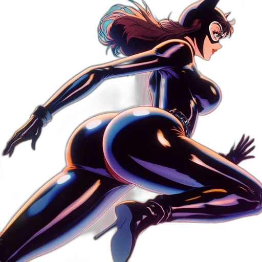 comic book art, concept art, cartoon, animated, female, superhero, clad, shiny transparent PNG cut-out