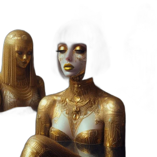 jewelry, mask, robot, concept art, 3d render, fantasy art, photorealistic, outer space transparent PNG cut-out