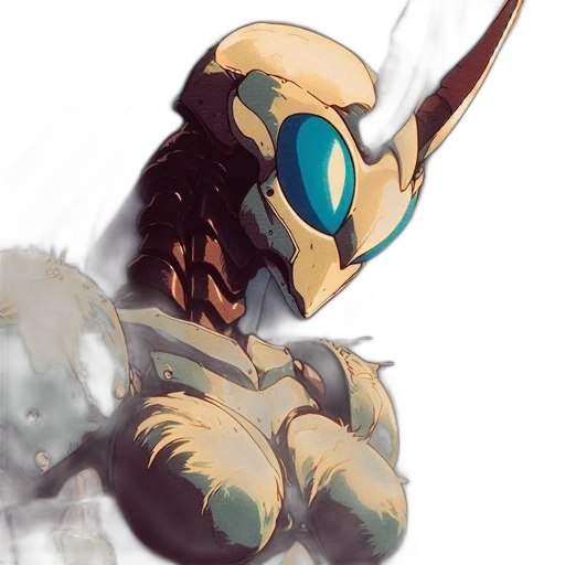 robot, mask, creature, weapon, concept art, watercolor, anime, pixel art transparent PNG cut-out