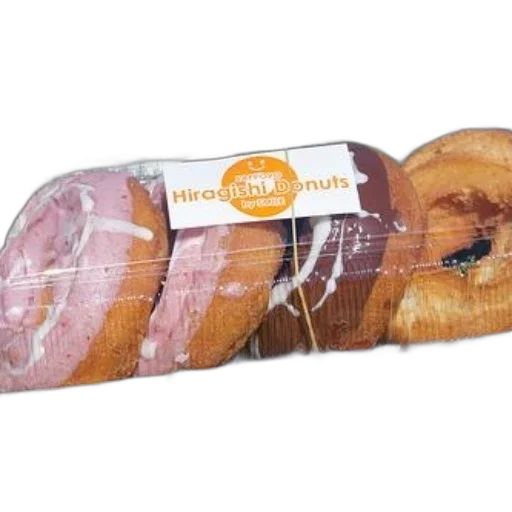 food, package, hiragishi, donuts, three, different, types, inside transparent PNG cut-out