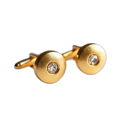 jewelry, crown, pair, gold, cufflinks, circular, design, small transparent PNG cut-out