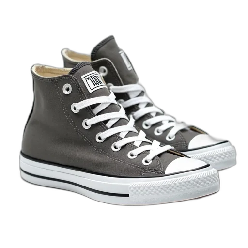 shoes, photorealistic, 3d render, monochrome, pair, grey, high-top, sneakers transparent PNG cut-out