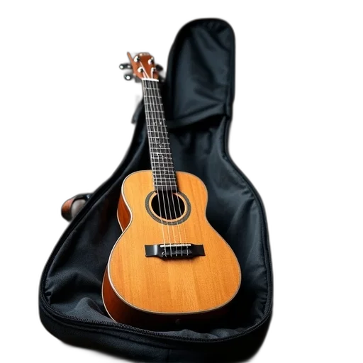 jacket, 3d render, photorealistic, guitar, bag, holding, ukulele transparent PNG cut-out