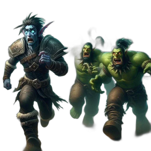 staff, concept art, fantasy art, 3d render, comic book art, green, blue-skinned, man transparent PNG cut-out