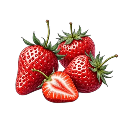 food, crown, hat, photorealistic, 3d render, strawberries, hand, drawn transparent PNG cut-out