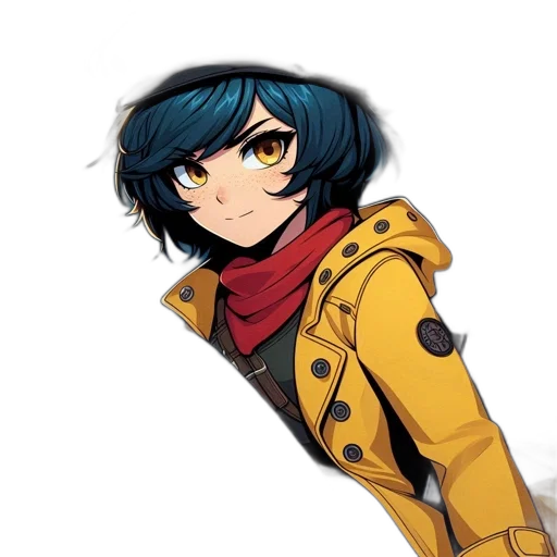 jacket, staff, weapon, face, anime, concept art, cartoon, pixel art transparent PNG cut-out