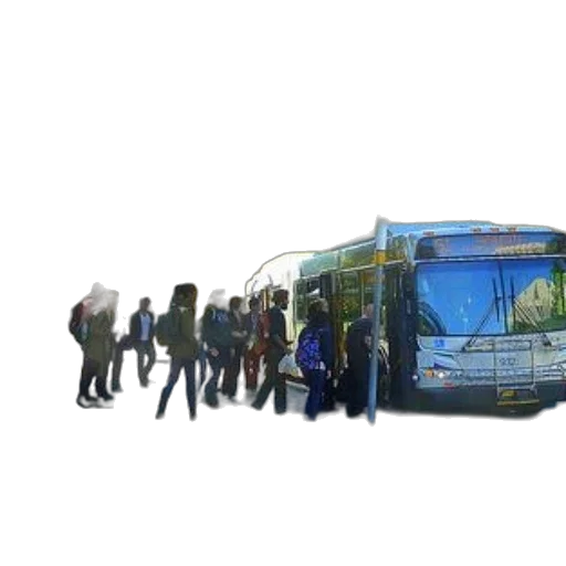 concept art, photorealistic, 3d render, city street, group, people, boarding, bus transparent PNG cut-out