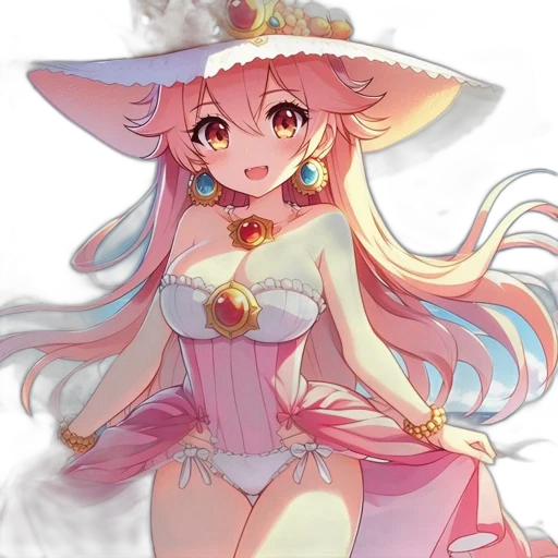 dress, hat, staff, crown, anime, fantasy art, concept art, pixel art transparent PNG cut-out