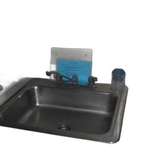robot, furniture, 3d render, stainless, steel, sink, blue, sign transparent PNG cut-out