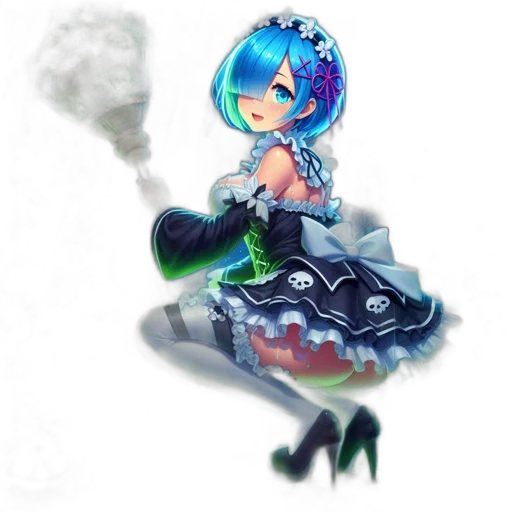 weapon, dress, robot, staff, concept art, fantasy art, pixel art, anime transparent PNG cut-out