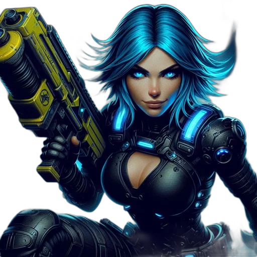weapon, concept art, comic book art, cyberpunk transparent PNG cut-out
