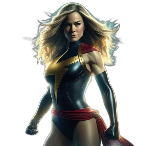 comic book art, concept art, fantasy art, photorealistic, superhero, resembling, captain, marvel transparent PNG cut-out