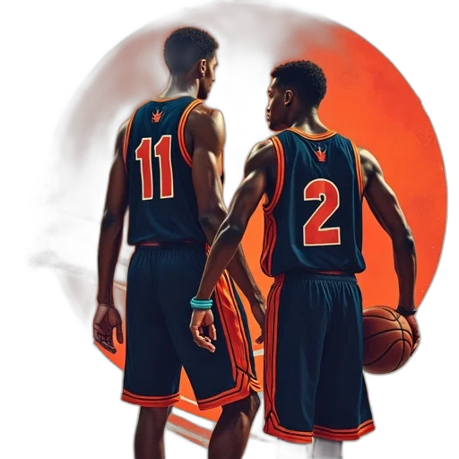 concept art, two, basketball, players, wearing, uniform, team, samurai transparent PNG cut-out