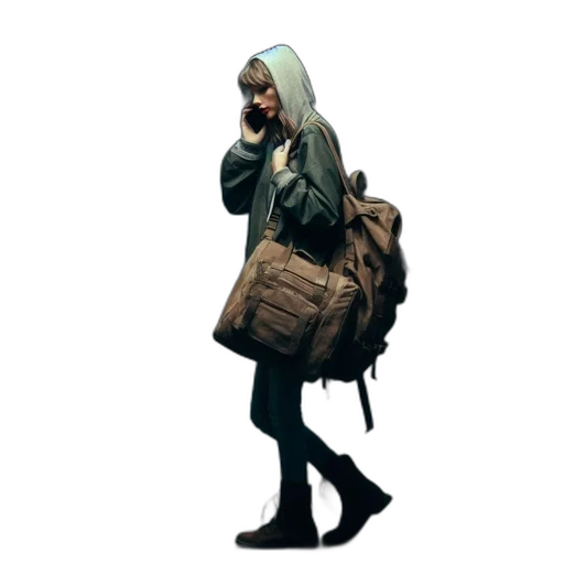 jacket, umbrella, staff, face, concept art, pixel art, 3d render, comic book art transparent PNG cut-out