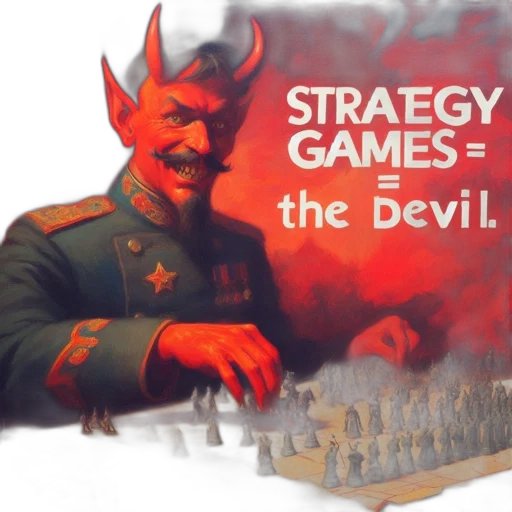 concept art, devilish, figure, military, attire, plays, chess, against transparent PNG cut-out