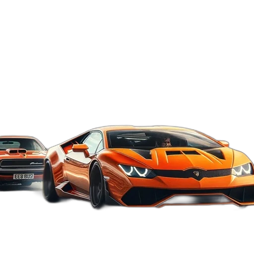 car, 3d render, photorealistic, concept art, two, sports, cars, leading transparent PNG cut-out