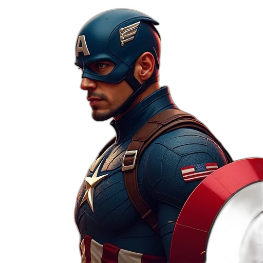 hat, mask, comic book art, concept art, 3d render, photorealistic, captain, america transparent PNG cut-out