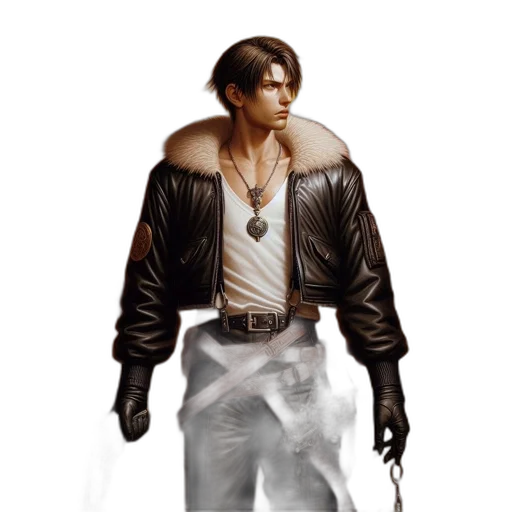 jacket, weapon, concept art, comic book art, fantasy art, cyberpunk, man, leather transparent PNG cut-out