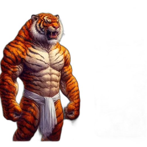 animal, creature, concept art, fantasy art, pixel art, comic book art, imposing, tiger transparent PNG cut-out