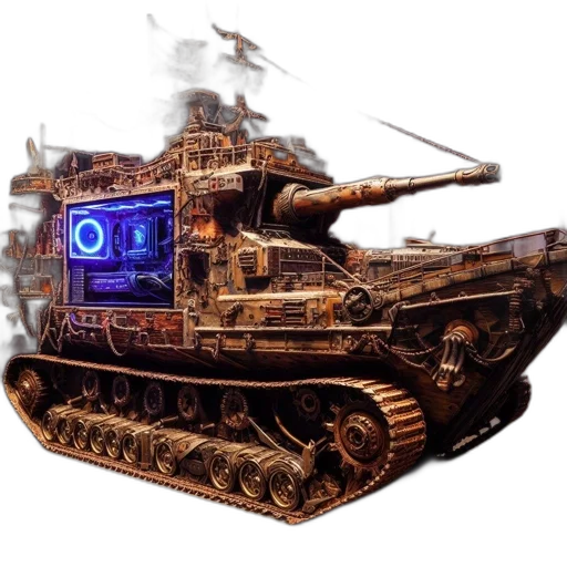 robot, weapon, car, concept art, cyberpunk, 3d render, fantasy art, detailed transparent PNG cut-out